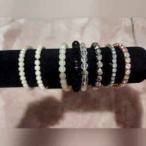 Assorted Lot (Various colors) of 8 Elastic Beaded Bracelets